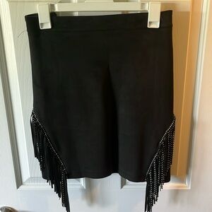 Like New- Ladies Mini Skirt with Jeweled Fringe Sides.
